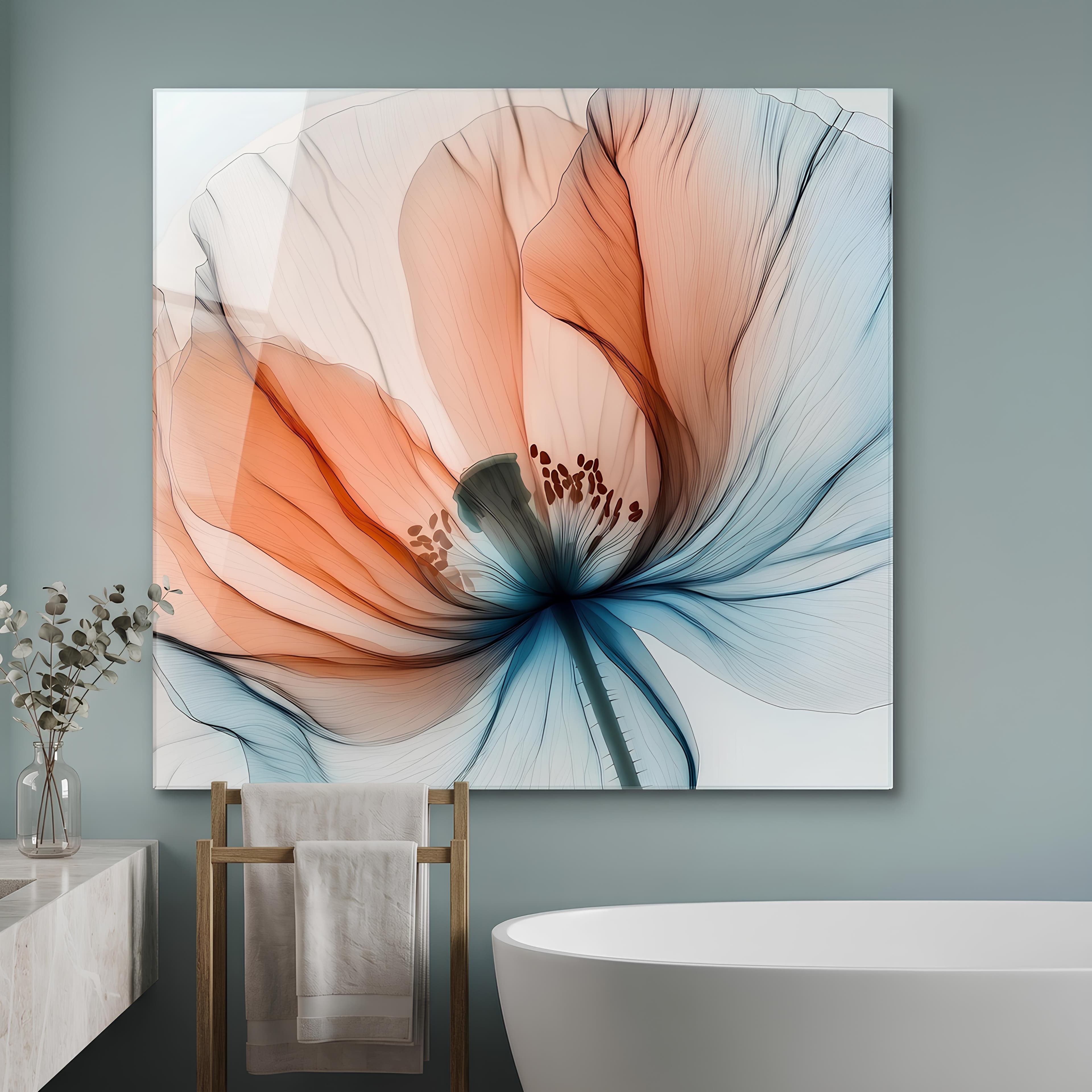 Translucent Floral Glass Wall Art | X-Ray Flower | Zaanvo